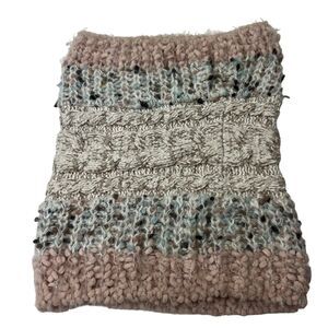 Cejon Knit Snood Cowl Scarf One Size Chunky Knit Gray Pink Blue Neck Warmer